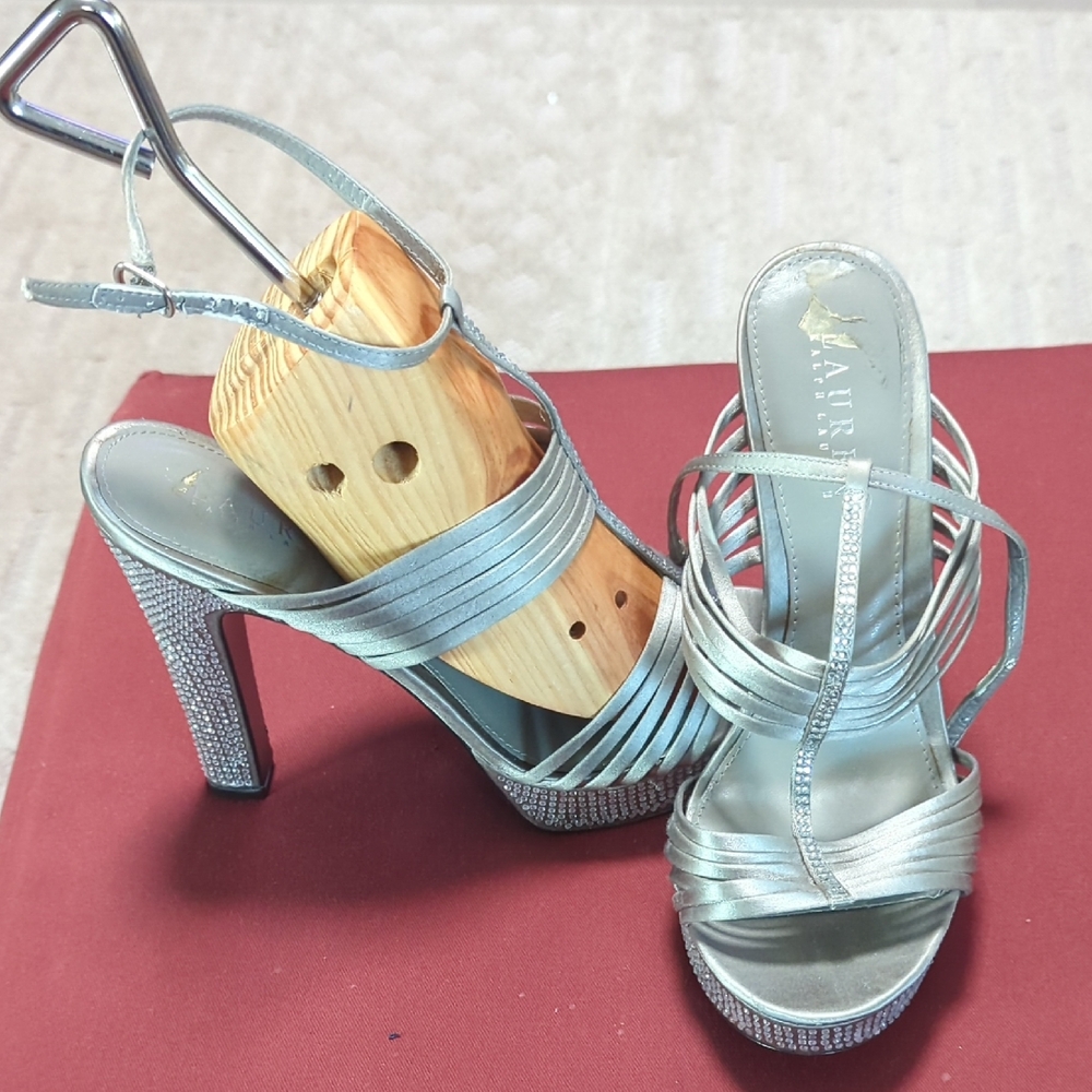 Ralph Lauren Silver Strappy Heels